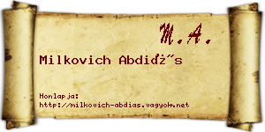 Milkovich Abdiás névjegykártya